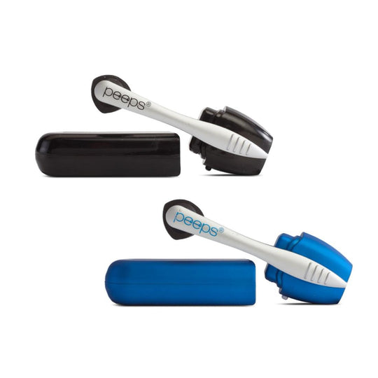 Peeps Set of 2 Eyeglass Cleaners Black and Blue banner